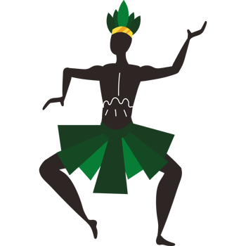 A man in a green skirt and headdress png