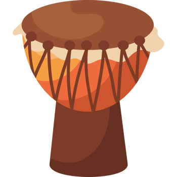 An african drum with a brown and orange color png
