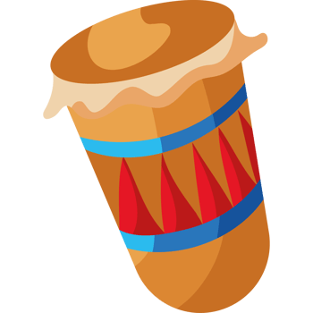 A drum with a red and blue stripe icon isolated png