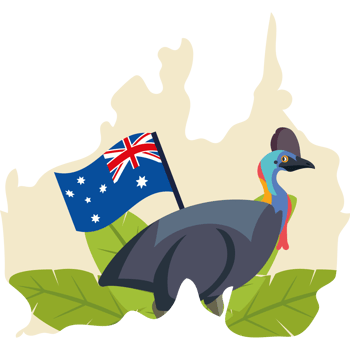Australia map with a cassowary png