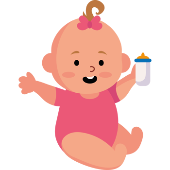 Baby girl holding bottle clipart png