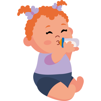 A baby girl drinking milk from a bottle png
