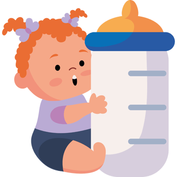 A baby holding a bottle of milk png
