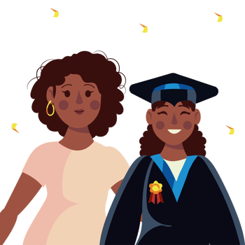 Two women in graduation gowns standing next to each other png