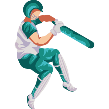 Cricket player in green uniform with bat png