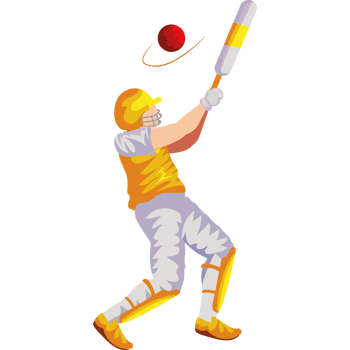 Cricket player hitting ball with bat png