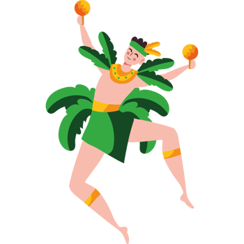 A man in a green costume is dancing with a ball png