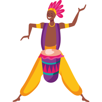 A cartoon african man with a drum png