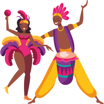 Carnival dancers with colorful costumes png