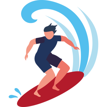 A man riding a surfboard on a wave png