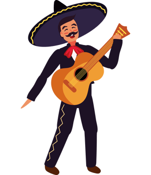 mariachi singing with guitar illustration png