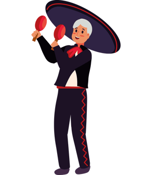 Mexican mariachi man with maracas png