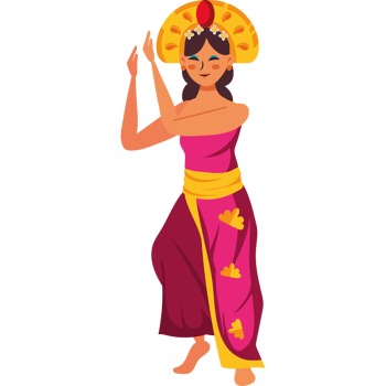 A cartoon woman in a traditional indonesian costume png