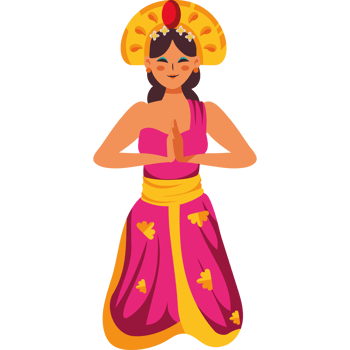 A cartoon woman in a traditional dress png