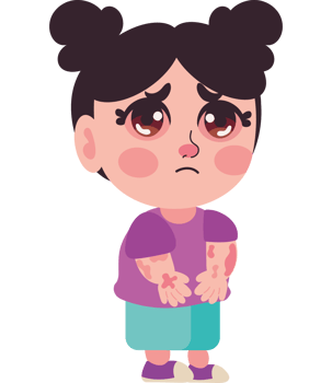 A cartoon girl with a rash on her face png