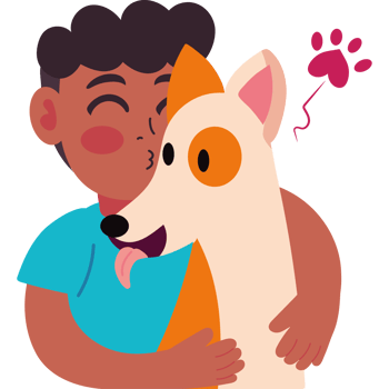 A boy hugging a dog png