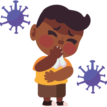 A boy blowing his nose and sneezing png