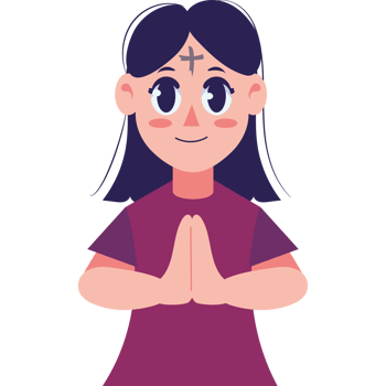 A cartoon girl with a cross on her forehead png