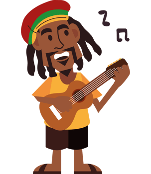A cartoon character of a man playing the guitar png