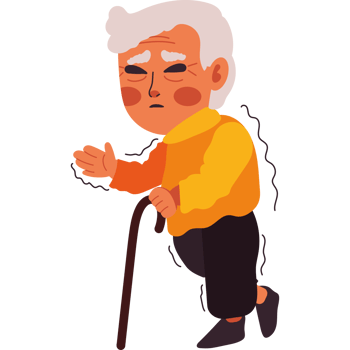An old man with a cane walking png