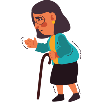 An old woman with a cane and glasses png