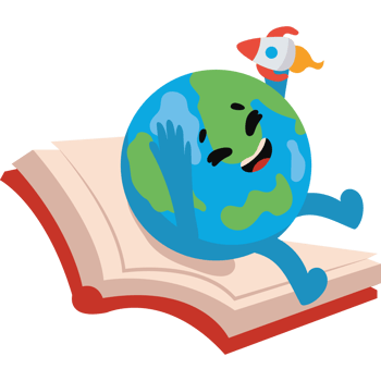 Earth on a book with rocket png