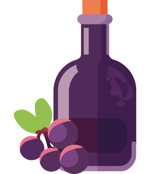 A bottle of wine and grapes png
