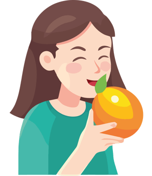 A woman is holding an orange in her hand png