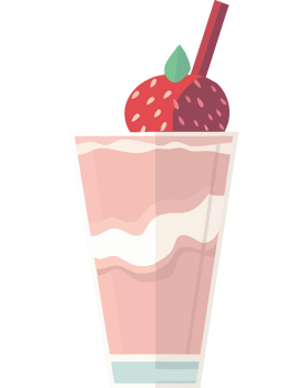 A strawberry milkshake with a straw png