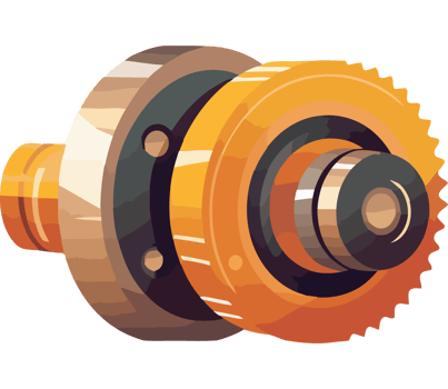 Metallic machinery turning piston in industrial workshop isolated png