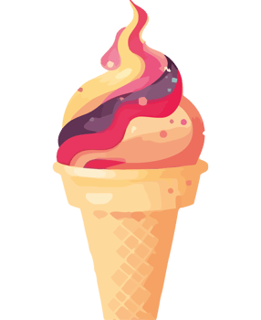 Ice cream cone with pink and purple swirls png