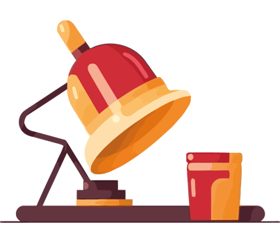 A lamp and a cup on a table png