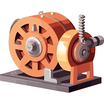 Heavy machinery steel wheels in factory isolated png
