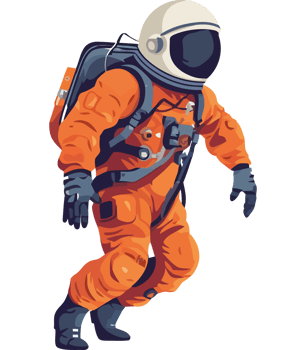 astronaut with orange space suit isolated png