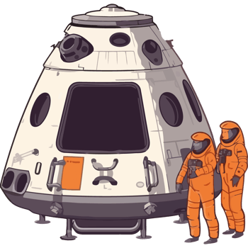 astronauts with space suits and capsule isolated png