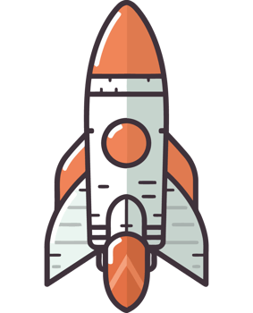 Rocket ship taking off with fiery speed isolated png