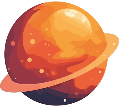 An orange planet with a ring around it png