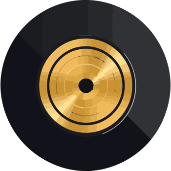Golden and black vinyl disk music icon png