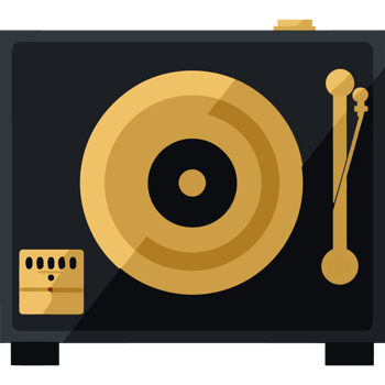 retro disc golden in console isolated icon png