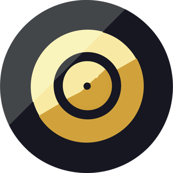 A record player icon with a gold and black disc png