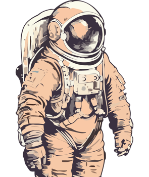 astronaut in space suit explores galaxy with equipment isolated png