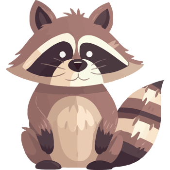 cute raccoon animal wild character isolated png