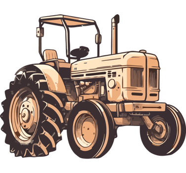 Driving yellow bulldozer on rural site isolated png