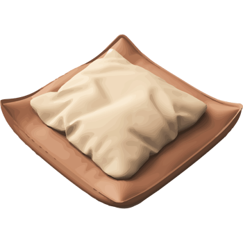 A pillow on a brown tray with a white pillow png