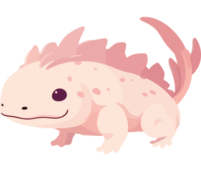 A cartoon pink lizard with a big head png