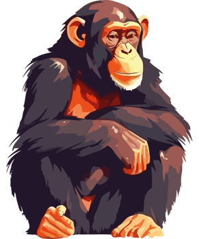 Smiling monkey mascot sitting an adorable primate isolated png