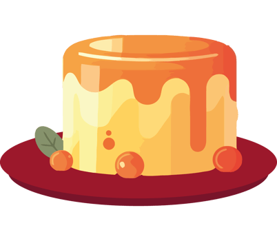 A cake with orange icing on top png