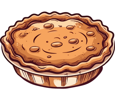 A cartoon pie with a brown crust png