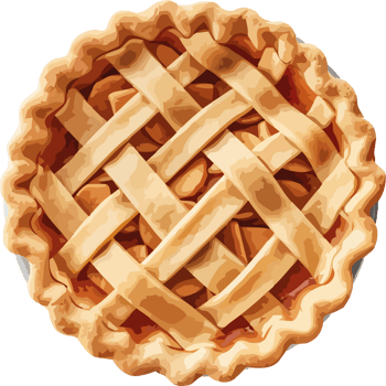 Freshly baked apple pie with lattice crust isolated png