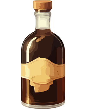 A bottle of whiskey with a label on it png